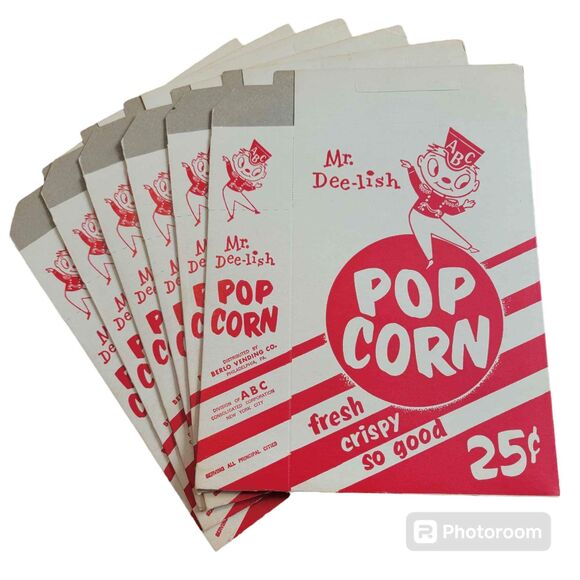 5 New Old Stock 1969 Mr. DEE-lish popcorn box - Picture 1 of 7